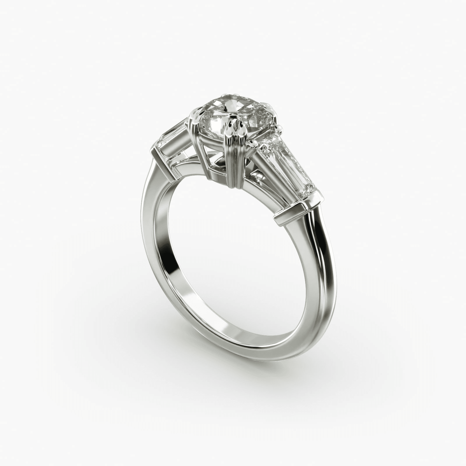 Three-Stone Tapered Baguette Diamond Engagement Ring in Platinum (1/2 ct. tw.) - Image 9