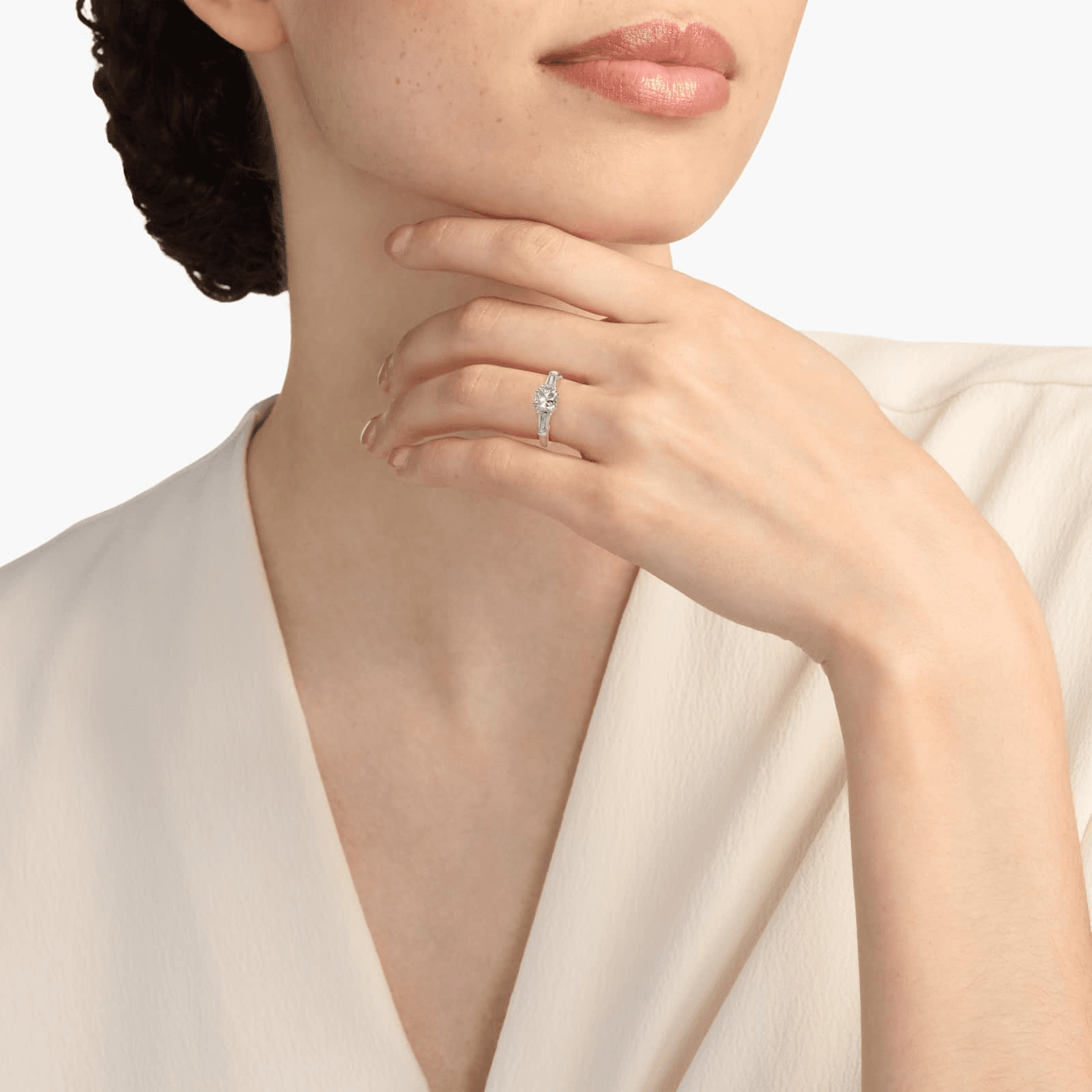 Three-Stone Tapered Baguette Diamond Engagement Ring in Platinum (1/2 ct. tw.) - Image 10