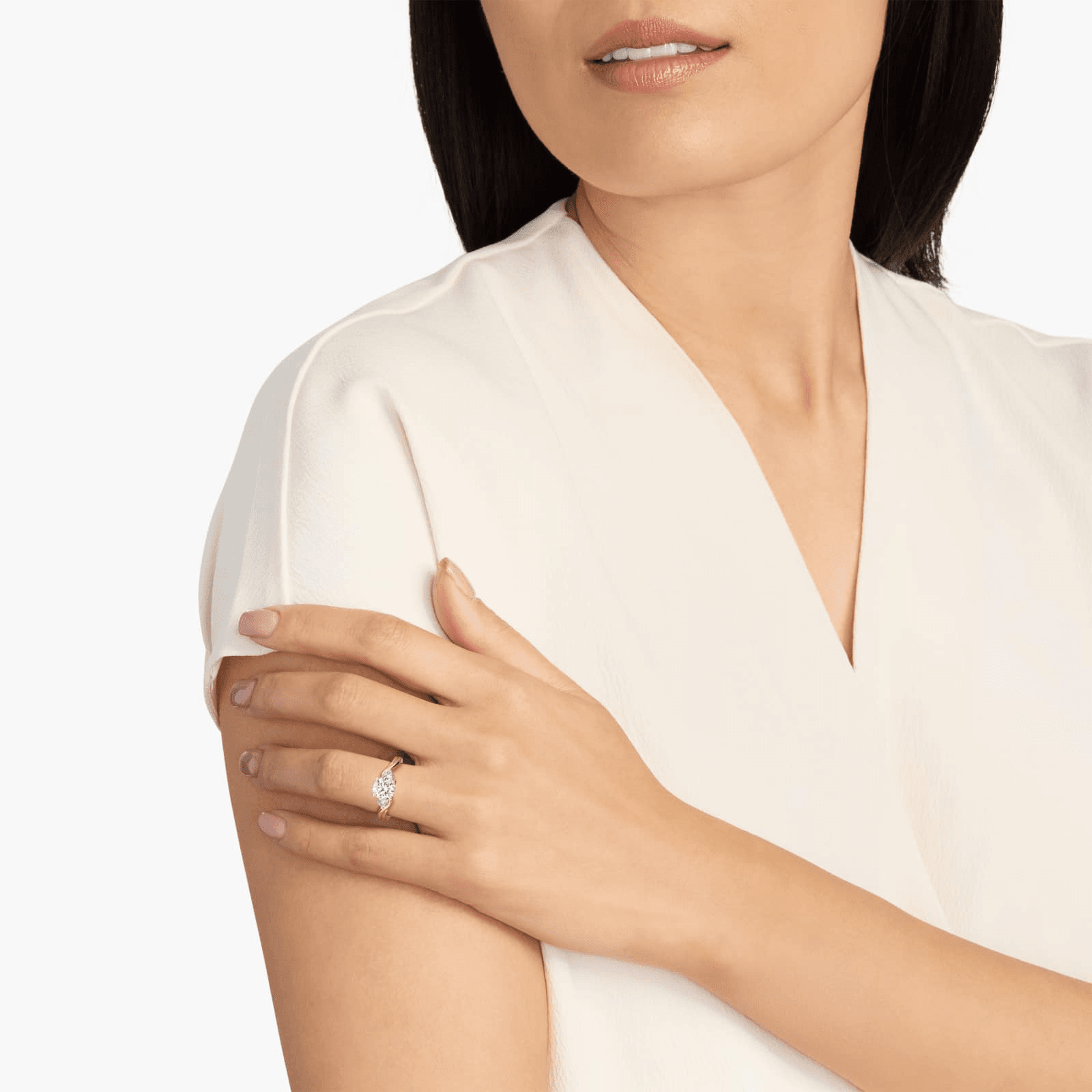 Wrapped Shank Three Stone Diamond Engagement Ring in 14k Yellow Gold - Image 5