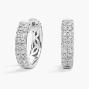 Mini Double Row Diamond Huggie Hoop Earrings in 14K White Gold