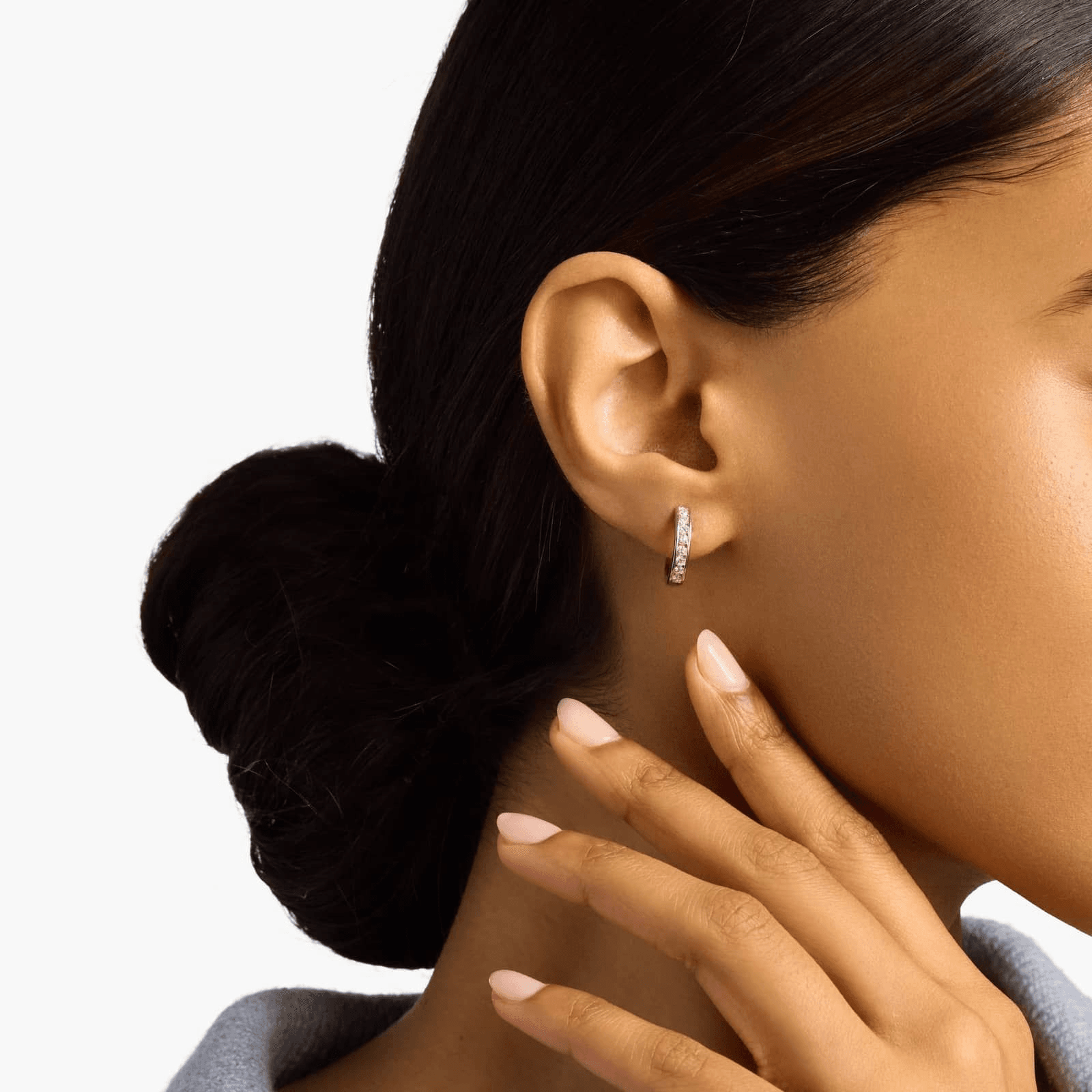 Lab Grown Diamond Channel Hoop Earrings in 14k White Gold (1/2 ct. tw.) - Image 5