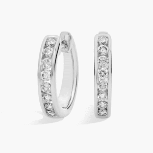 Lab-Grown Diamond Channel Hoop Earrings in 14K White Gold