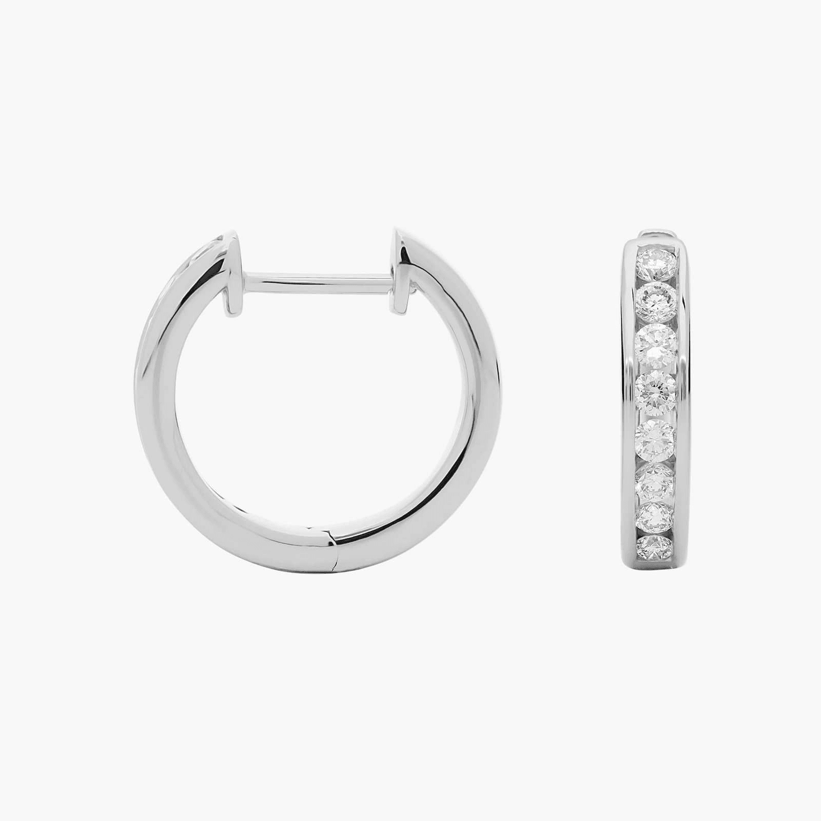 Lab Grown Diamond Channel Hoop Earrings in 14k White Gold (1/2 ct. tw.) - Image 4