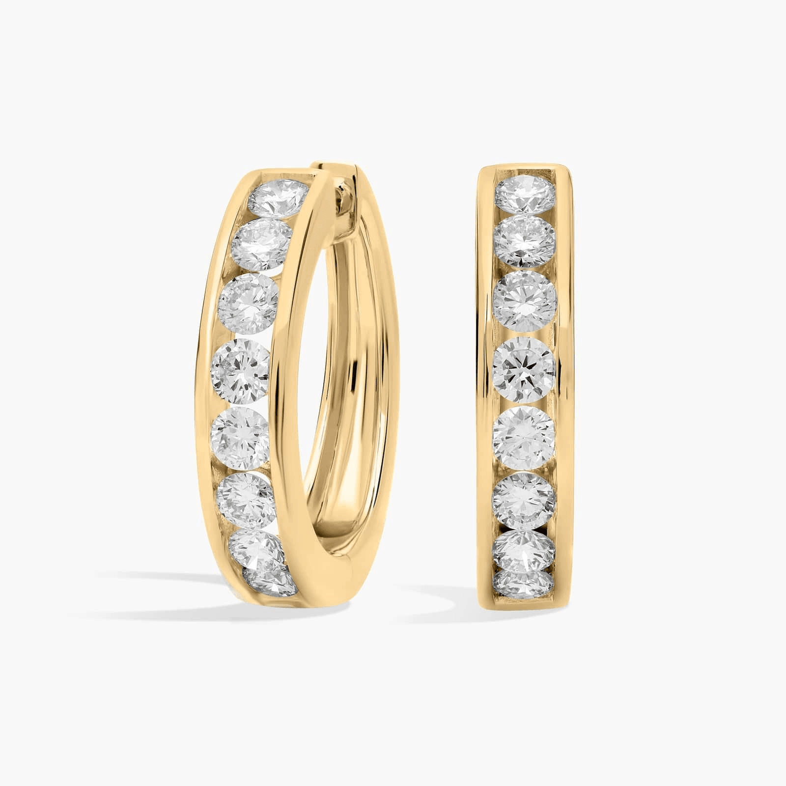 Lab Grown Diamond Channel Hoop Earrings in 14k White Gold (1/2 ct. tw.) - Image 2