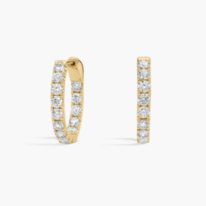 Inside-Out Lab-Grown Diamond Round Hoop Earrings 14K Yellow Gold front view