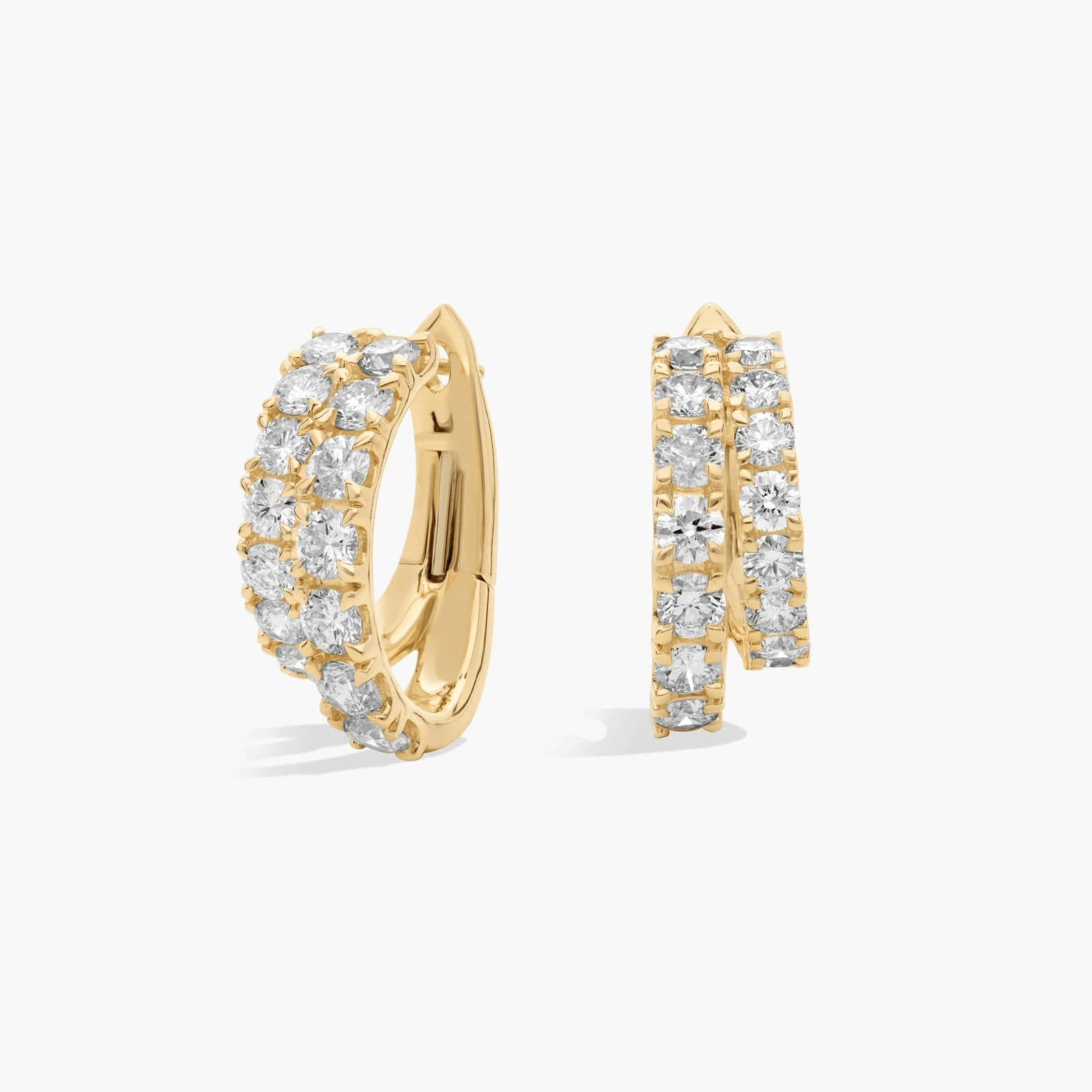 Lab Grown Diamond Double Row Hoop Earrings in 18K Yellow Gold (3 3/4 Ct. Tw.)