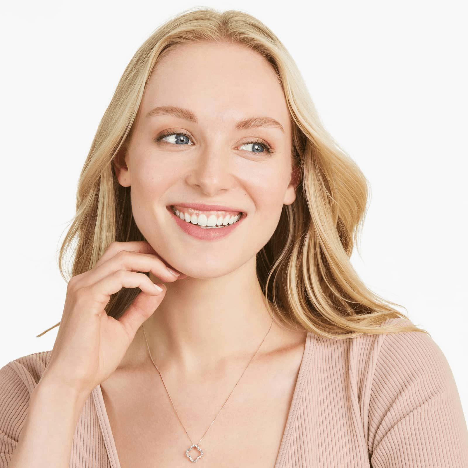 Lab-Grown Diamond Open Clover Pendant In 14K White Gold