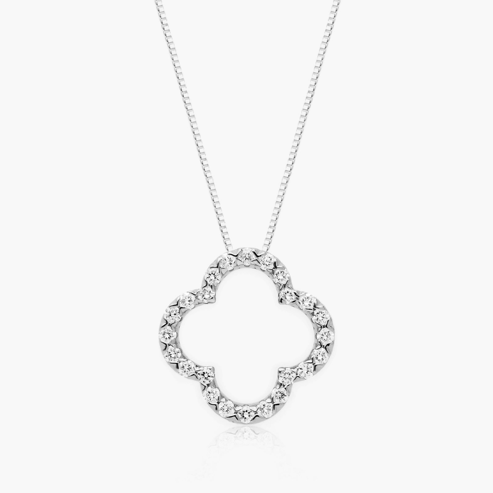 Lab-Grown Diamond Open Clover Pendant In 14K White Gold - Image 5
