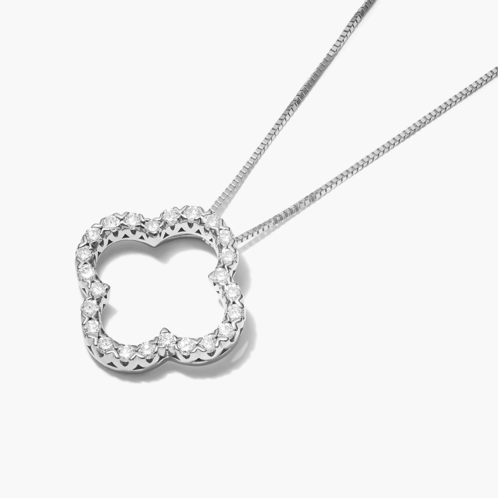 Lab-Grown Diamond Open Clover Pendant In 14K White Gold - Image 6
