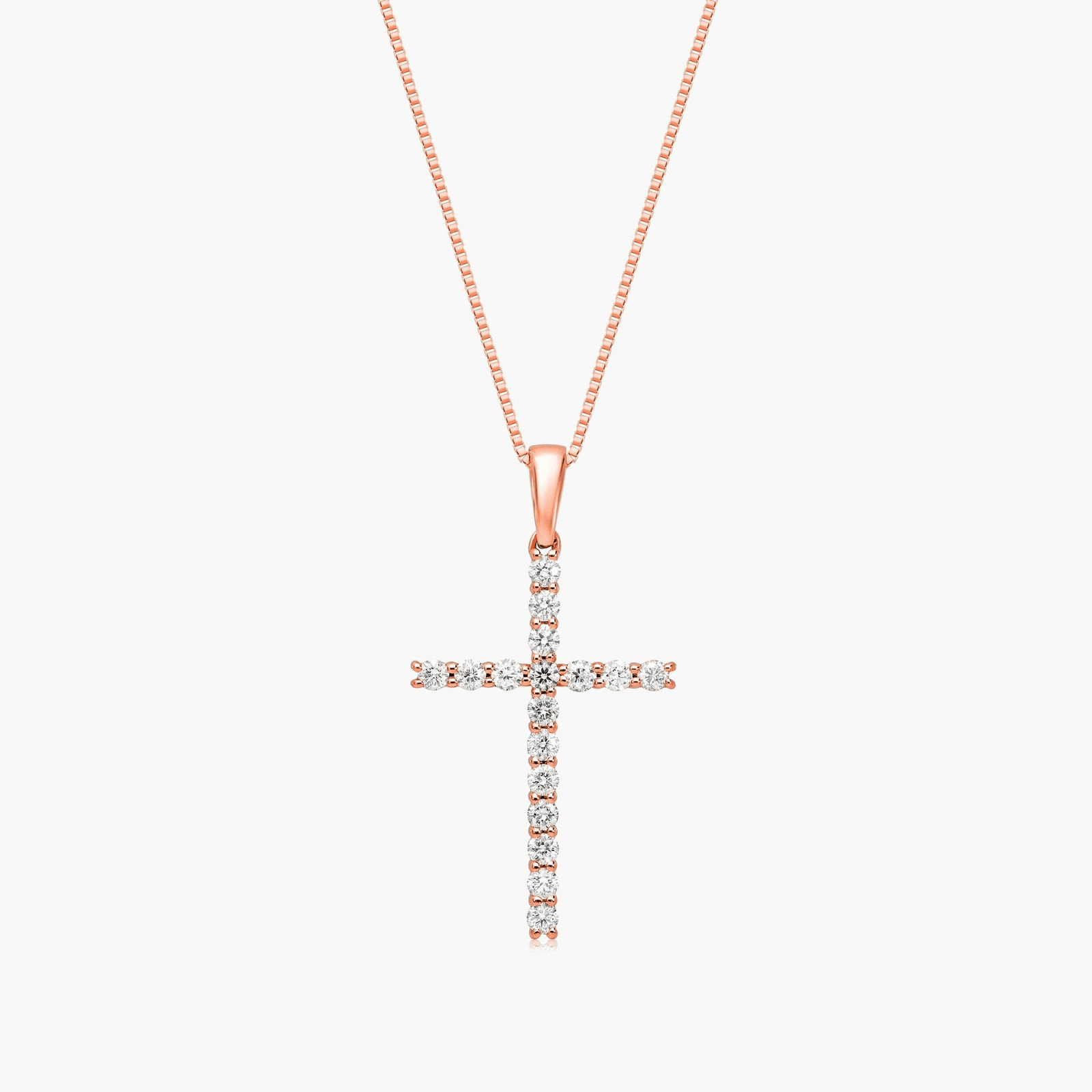 Lab-Grown Diamond Cross Pendant In 14K Rose Gold - Image 17
