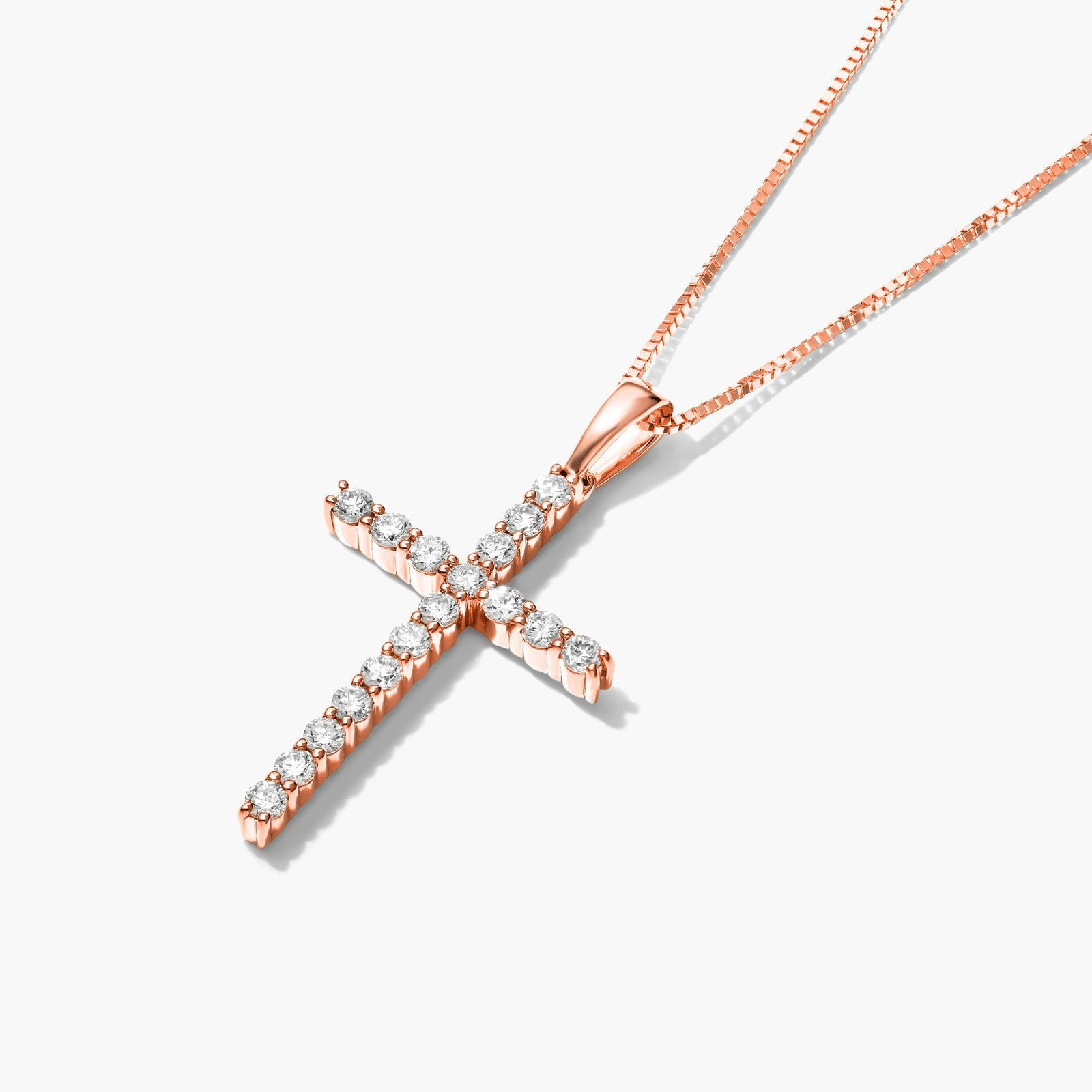 Lab-Grown Diamond Cross Pendant In 14K Rose Gold - Image 2
