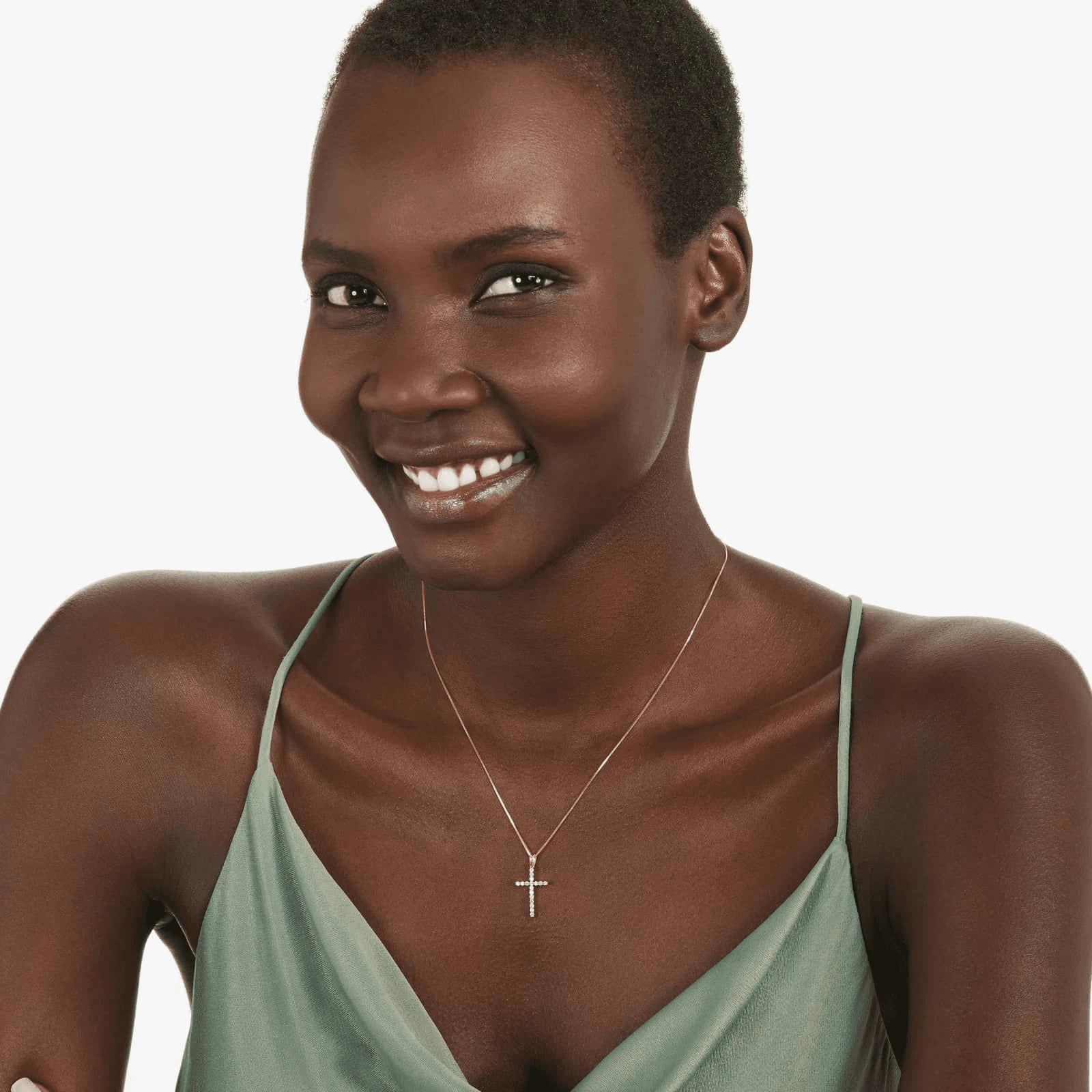 Lab-Grown Diamond Cross Pendant In 14K Rose Gold - Image 8