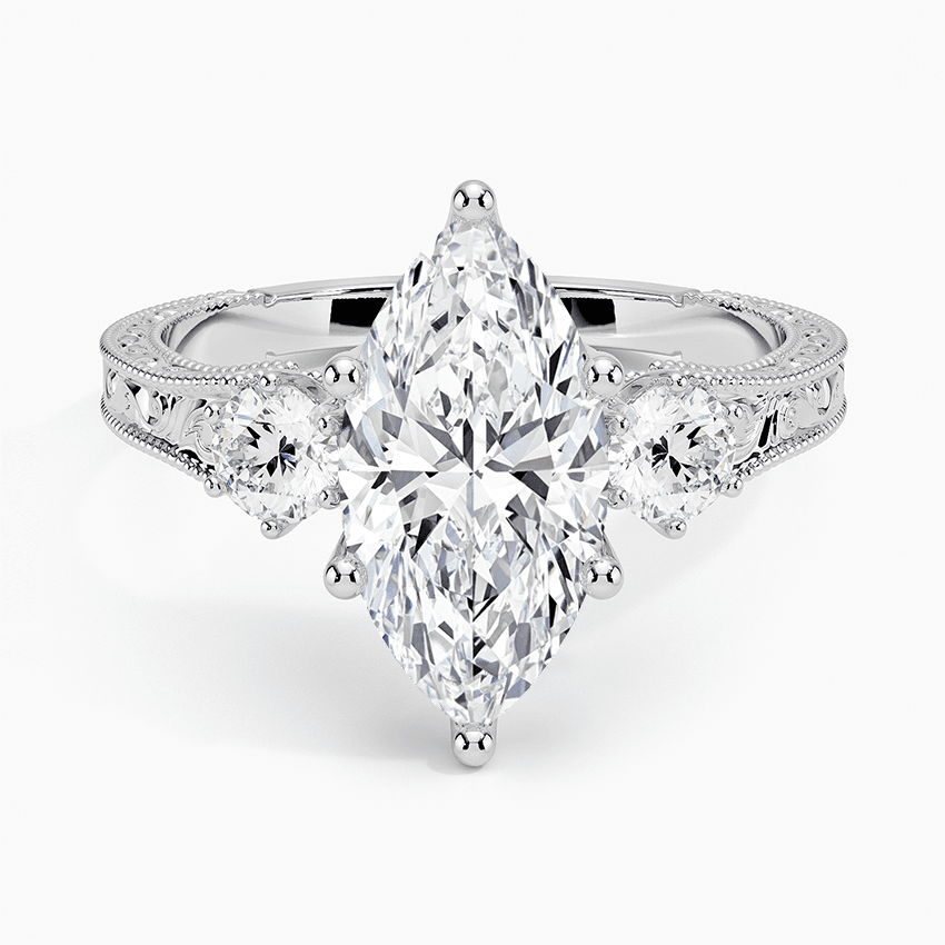 Hudson Engraved Three Stone Diamond Ring (1/3 ct. tw.) in 18K White Gold - Image 3