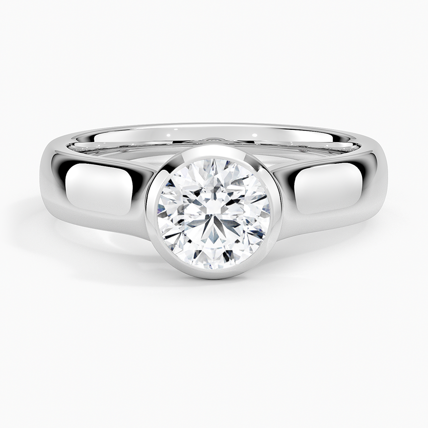 Luna 4mm Bezel Ring in 18K White Gold - Image 6