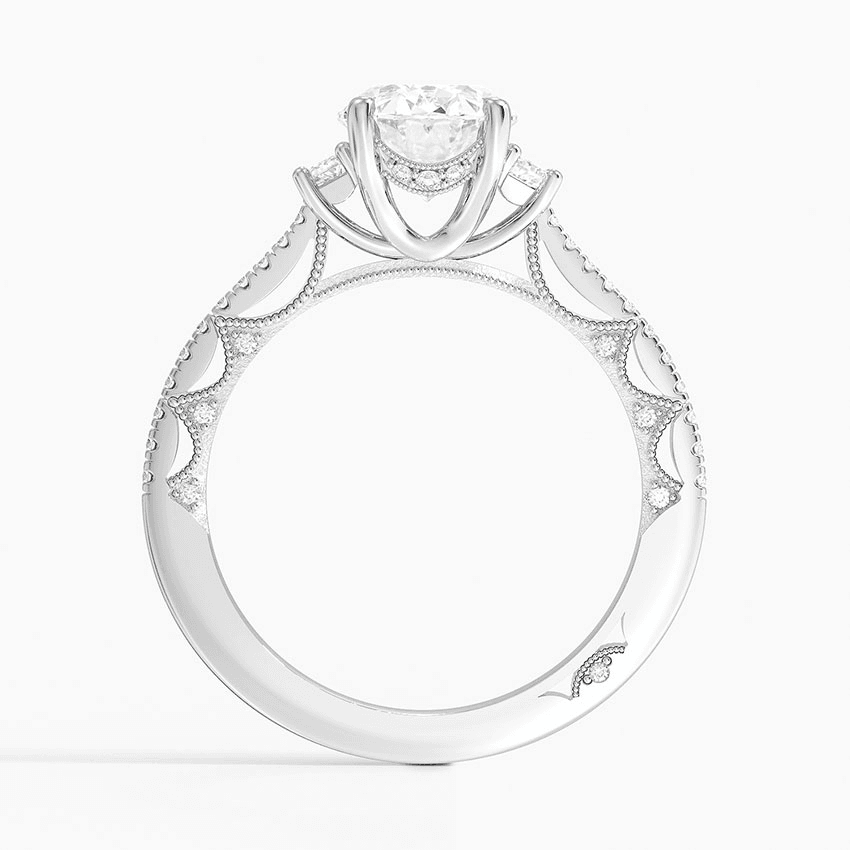 Tacori Lunetta Crescent Pavé Three Stone Diamond Ring in Platinum - Image 2