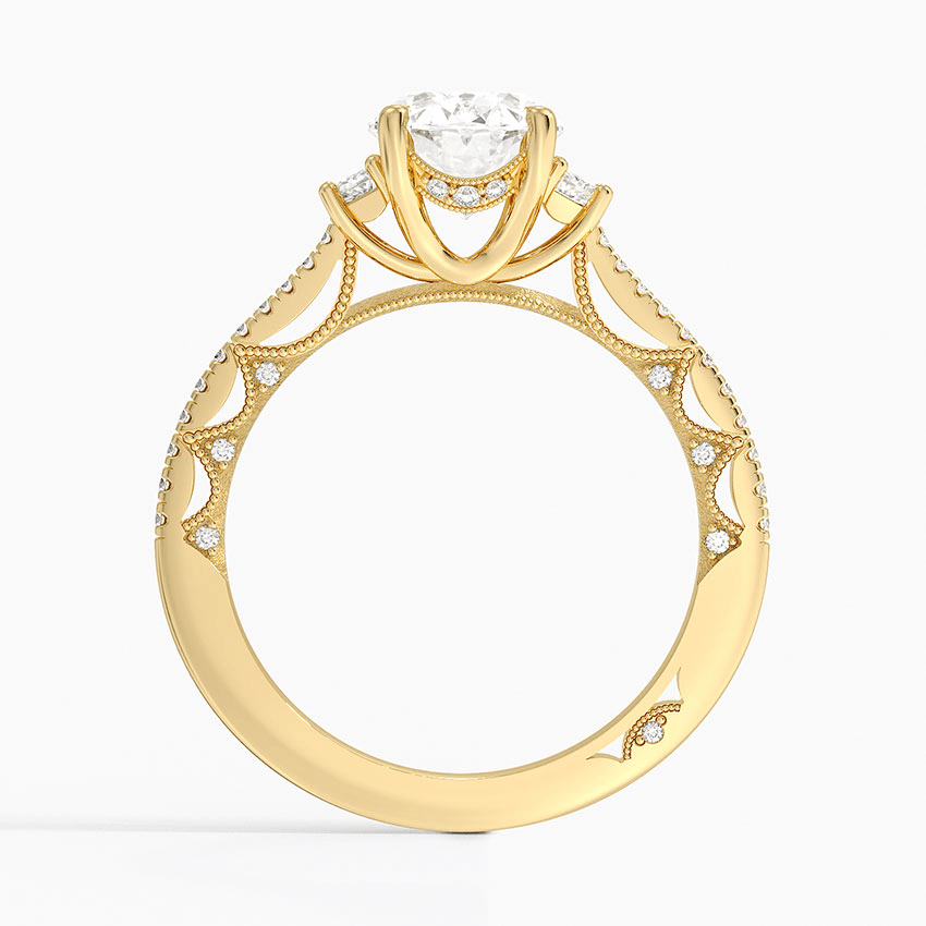 Tacori Lunetta Crescent Pavé Three Stone Diamond Ring in Platinum - Image 4