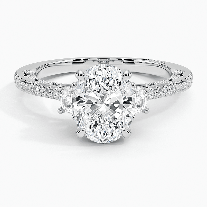 Tacori Lunetta Crescent Pavé Three Stone Diamond Ring in Platinum - Image 5