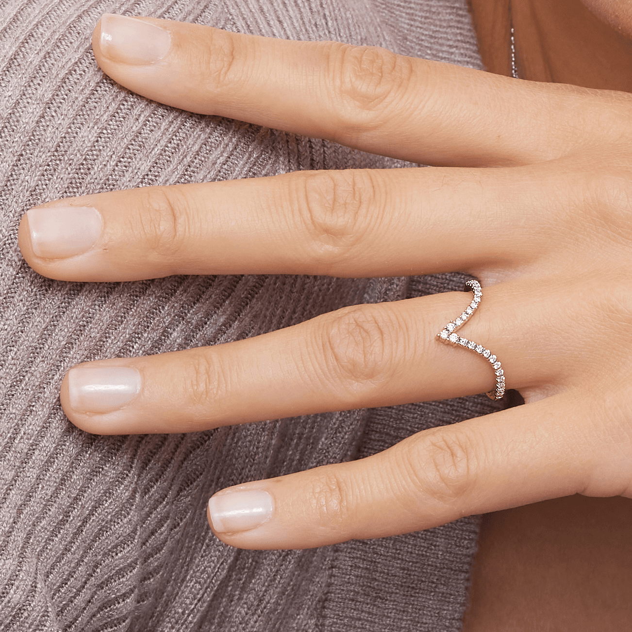 Nouveau Diamond Ring in 14K Rose Gold - Image 6