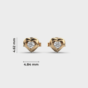Sweetheart Diamond Earstuds in 9K, 14K, or 18K Gold – front view