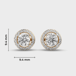 Elegant Halo Round Diamond Earstuds in 14K White Gold