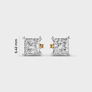 Classic Princess Principessa Diamond Solitaire Studs in 14K Gold