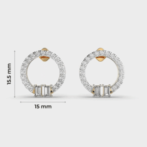 Princess Crown Dainty Diamond Earrings in 14K White Gold
