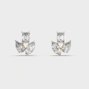 Tulip Bud Glam Diamond Studs in 14K White Gold
