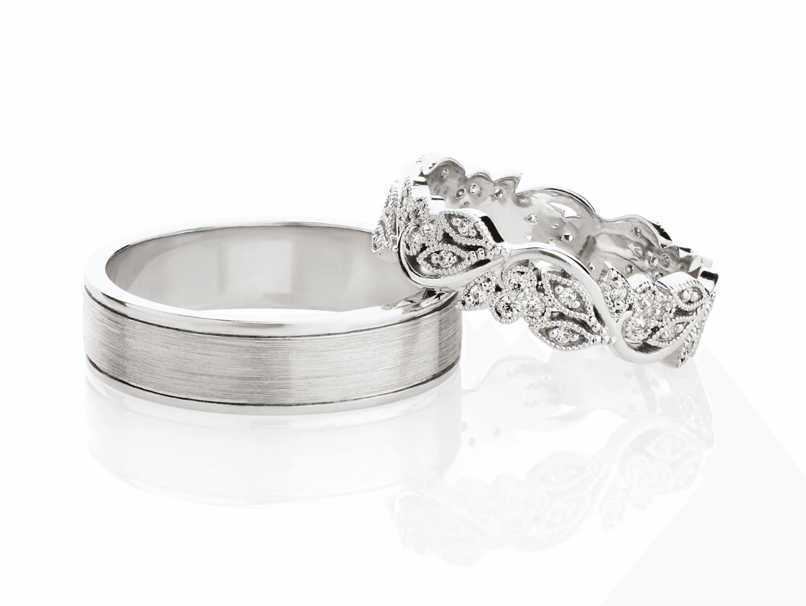 Gold Wedding Bands With Diamonds: Unique Couple Rings - Image 9