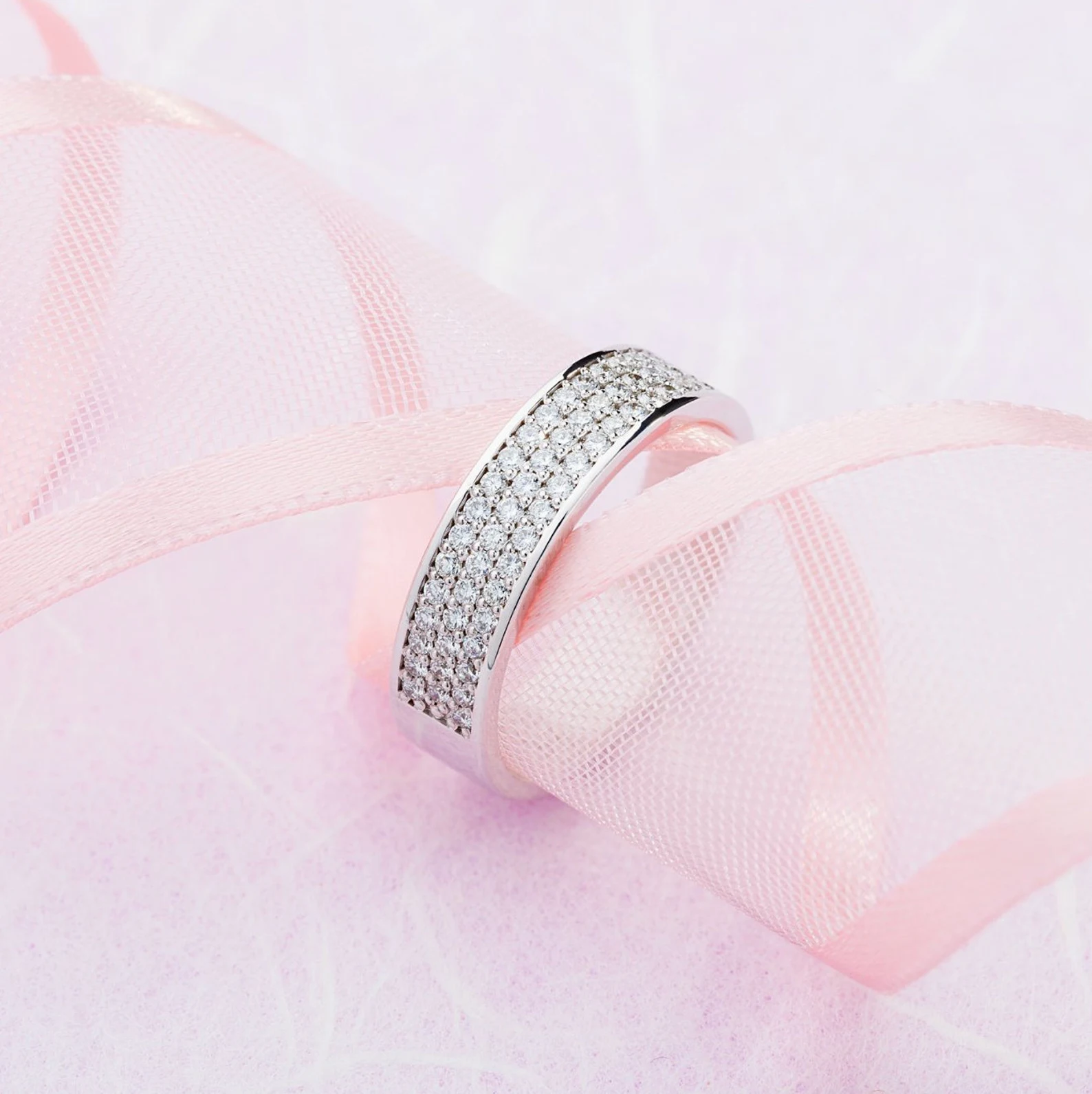 Gold wedding bands with diamonds. Wedding rings set. Diamond rings. Wedding bands. Diamond Pave Wedding Band. His and hers wedding bands. - Image 17