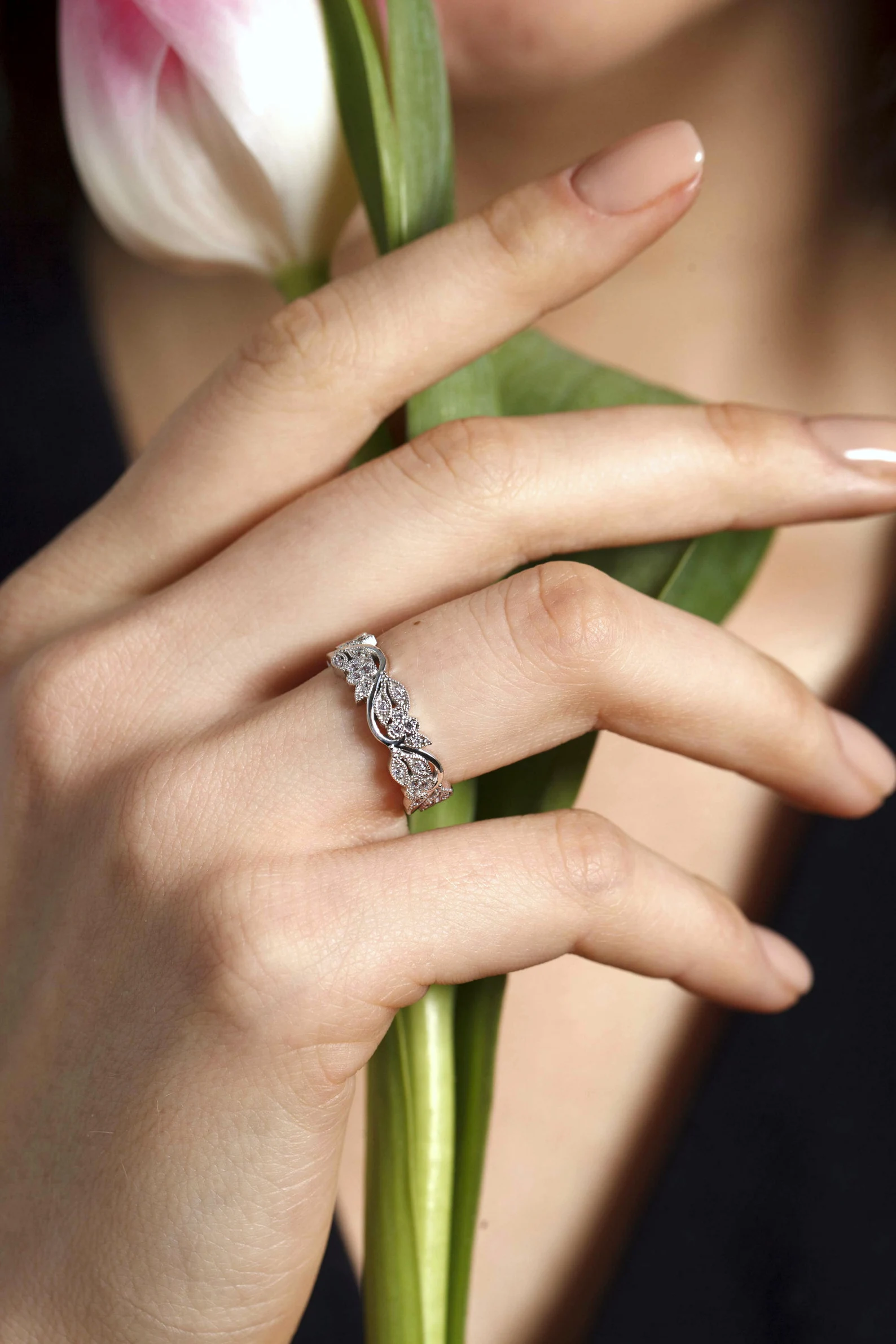 Gold wedding bands with diamonds. Unique wedding bands. Couple rings. - Image 11