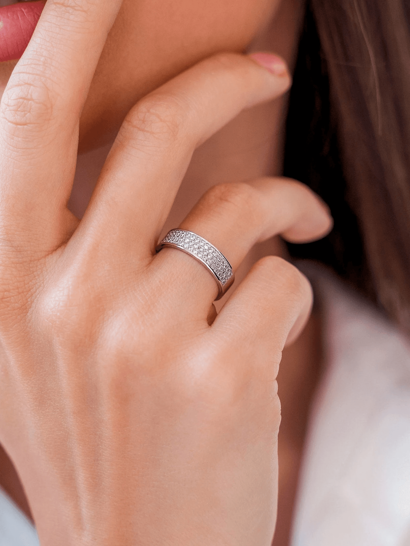 Gold wedding bands with diamonds. Wedding rings set. Diamond rings. Wedding bands. Diamond Pave Wedding Band. His and hers wedding bands. - Image 7