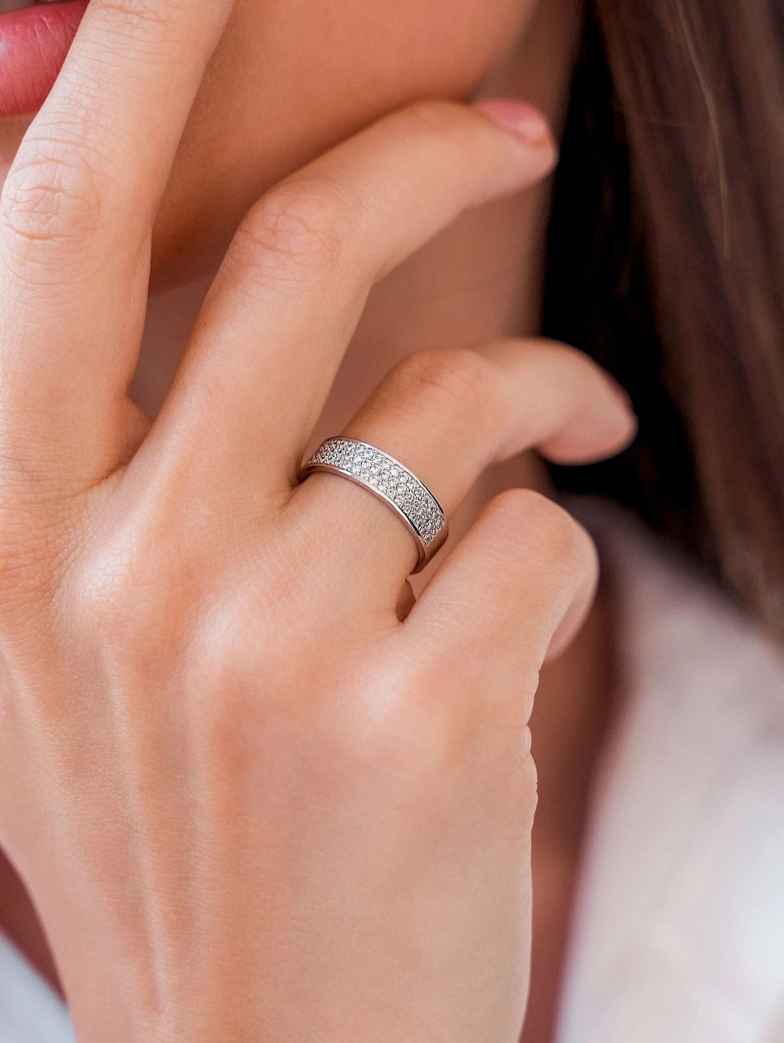 Gold wedding bands with diamonds. Wedding rings set. Diamond rings. Wedding bands. Diamond Pave Wedding Band. His and hers wedding bands. - Image 14