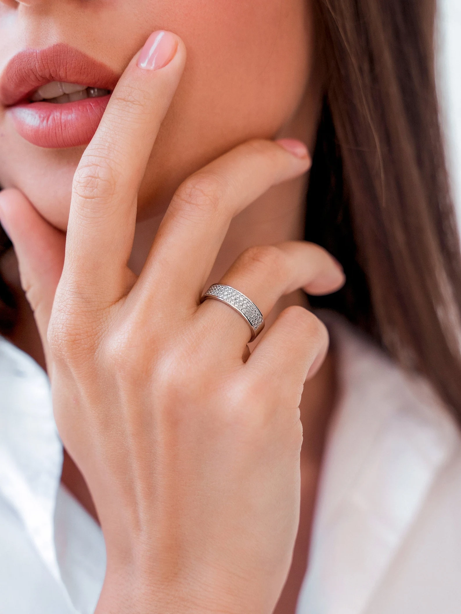 Gold wedding bands with diamonds. Wedding rings set. Diamond rings. Wedding bands. Diamond Pave Wedding Band. His and hers wedding bands. - Image 10