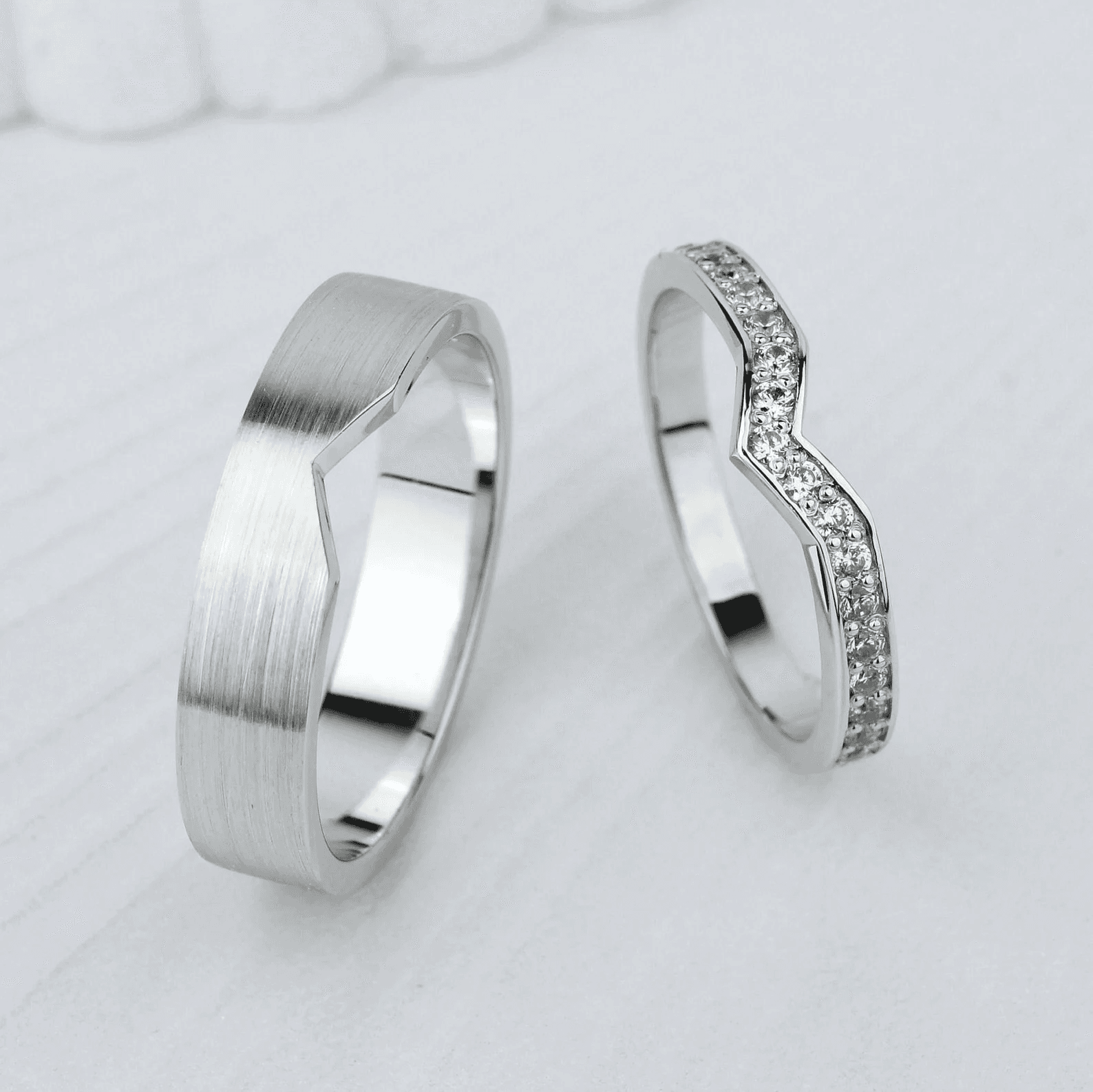Unique Matching Wedding Bands – His & Hers Gold Wedding Bands with Diamonds - Image 3