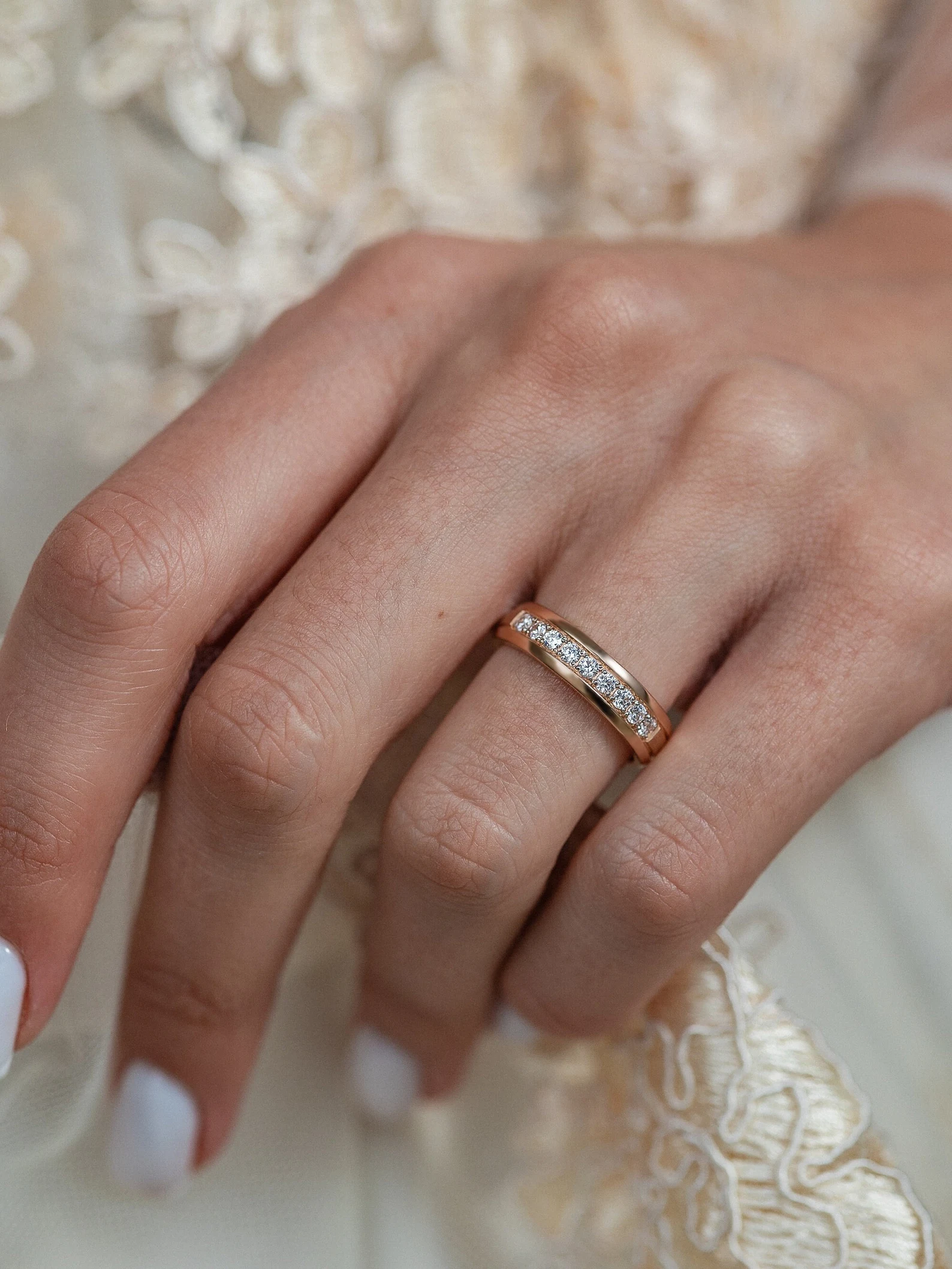 Wedding bands set his and hers. Couples wedding bands. Diamond wedding band. Unique matching wedding bands. Rose gold wedding ring set - Image 12