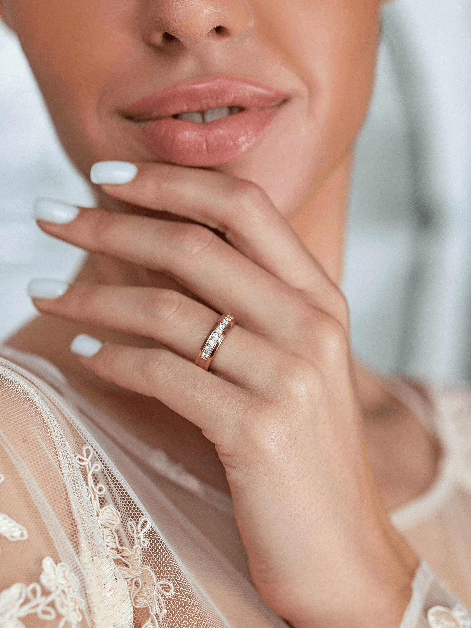 Wedding bands set his and hers. Couples wedding bands. Diamond wedding band. Unique matching wedding bands. Rose gold wedding ring set - Image 5