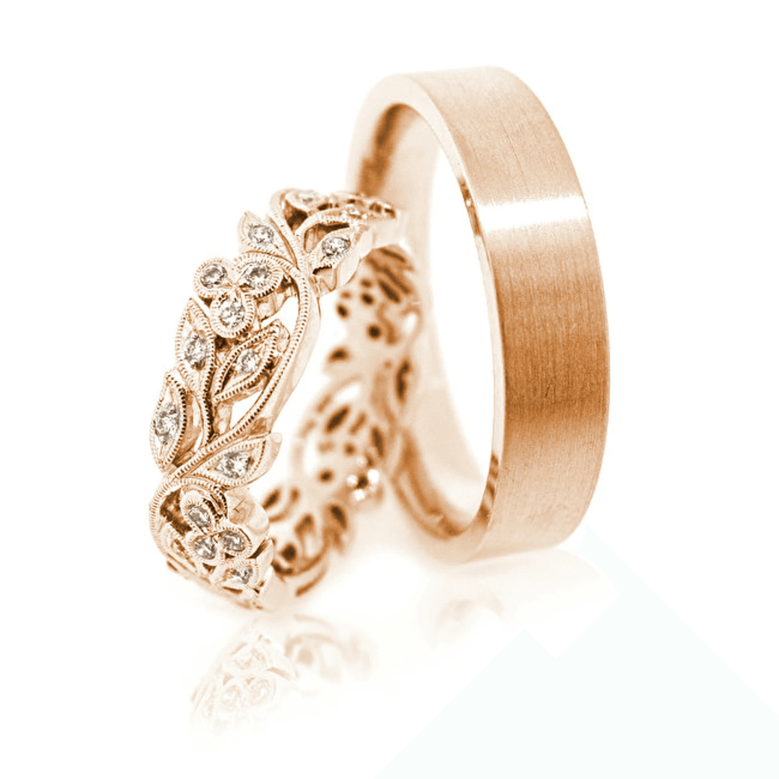 14K Gold Wedding Bands – Unique Matching Couple Rings - Image 8